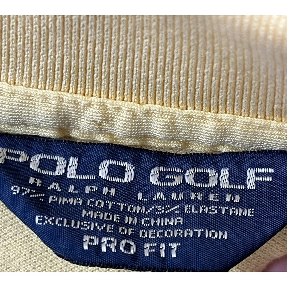 Polo Golf Ralph Lauren‎ Polo Shirt Mens L Yellow Pony Logo Short Sleeve Pro Fit